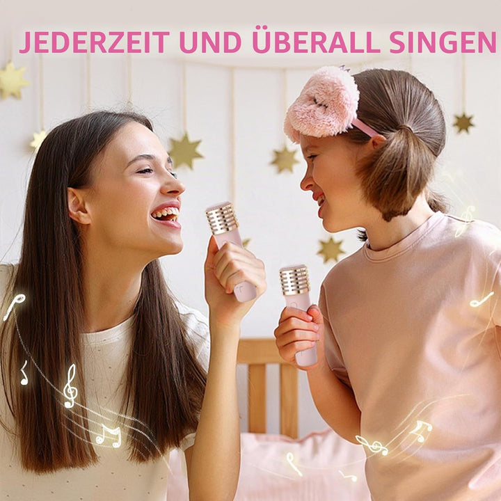 Karaoke Maschine 2 Mikrofone für Jungen Mädchen, tragbare Bluetooth-Lautsprecher mit dynamischen Lic