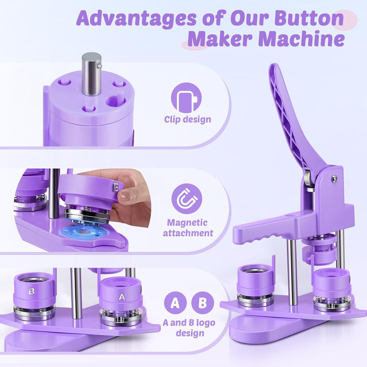 Buttonmaschine Button Maker Badge Maschine 32 + 58 mm, KEYSAFER 200 Sets aus Kunststoff, Ausdrückmas