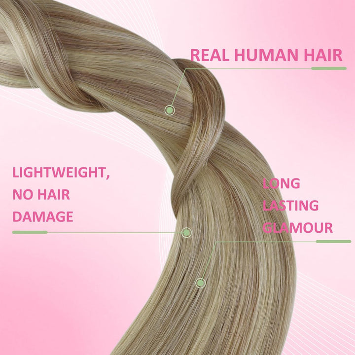 YoungSee Tape Extensions Echthaar Blond 30 cm Echthaar Extensions Tape Blond Glatt Tape in Extension