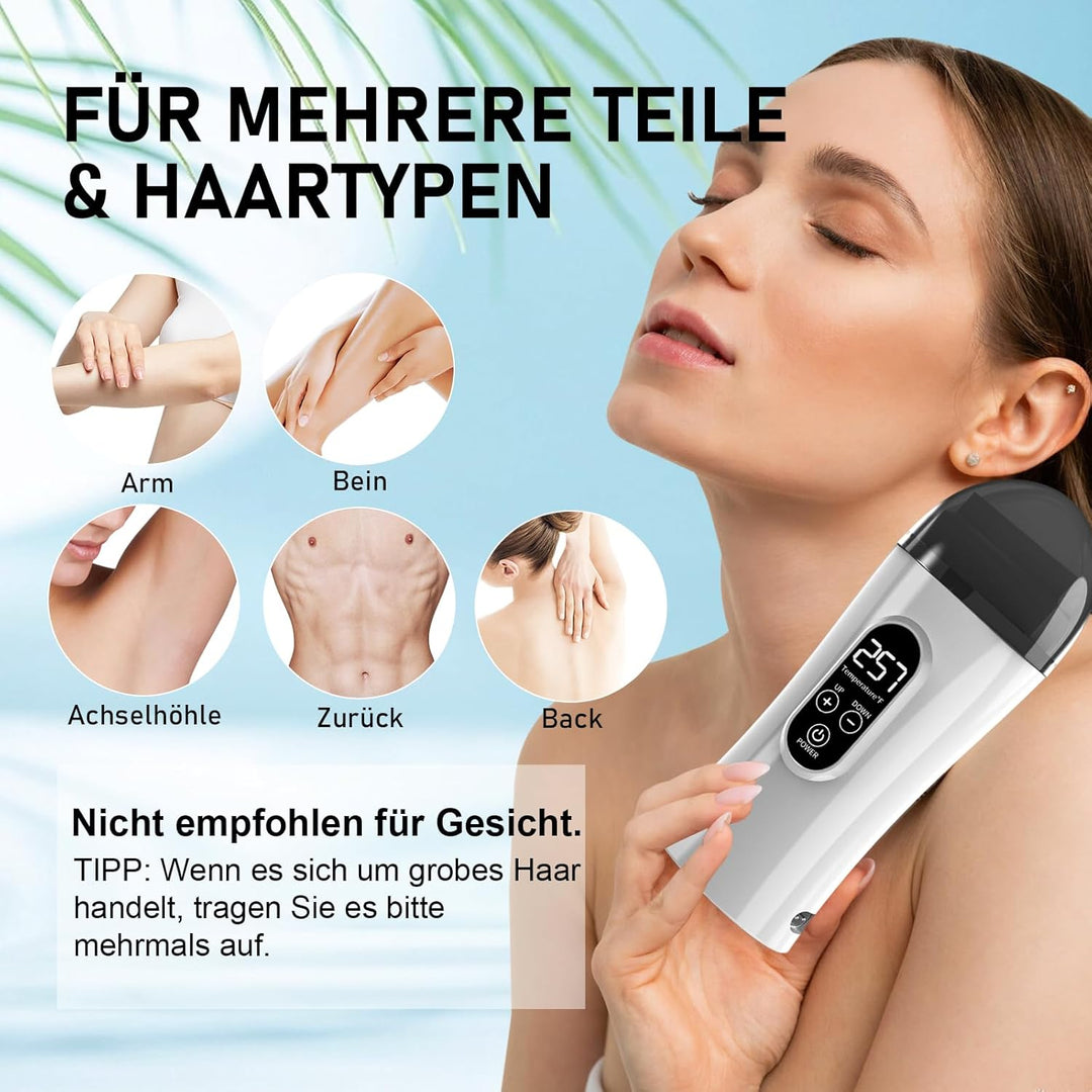 Roll On Wachsgerät, Waxing Set für Frauen, Upgraded Wax Roller Kit für Haarentfernung, Digitale Roll