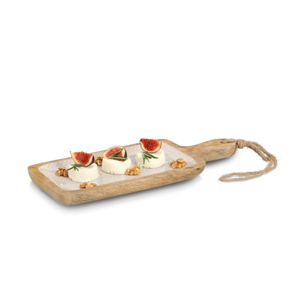 Zeller 25691 Servierbrett aus FSC®-zertifiziertem Mangoholz in Beige, natürliches Holzbrett mit Grif