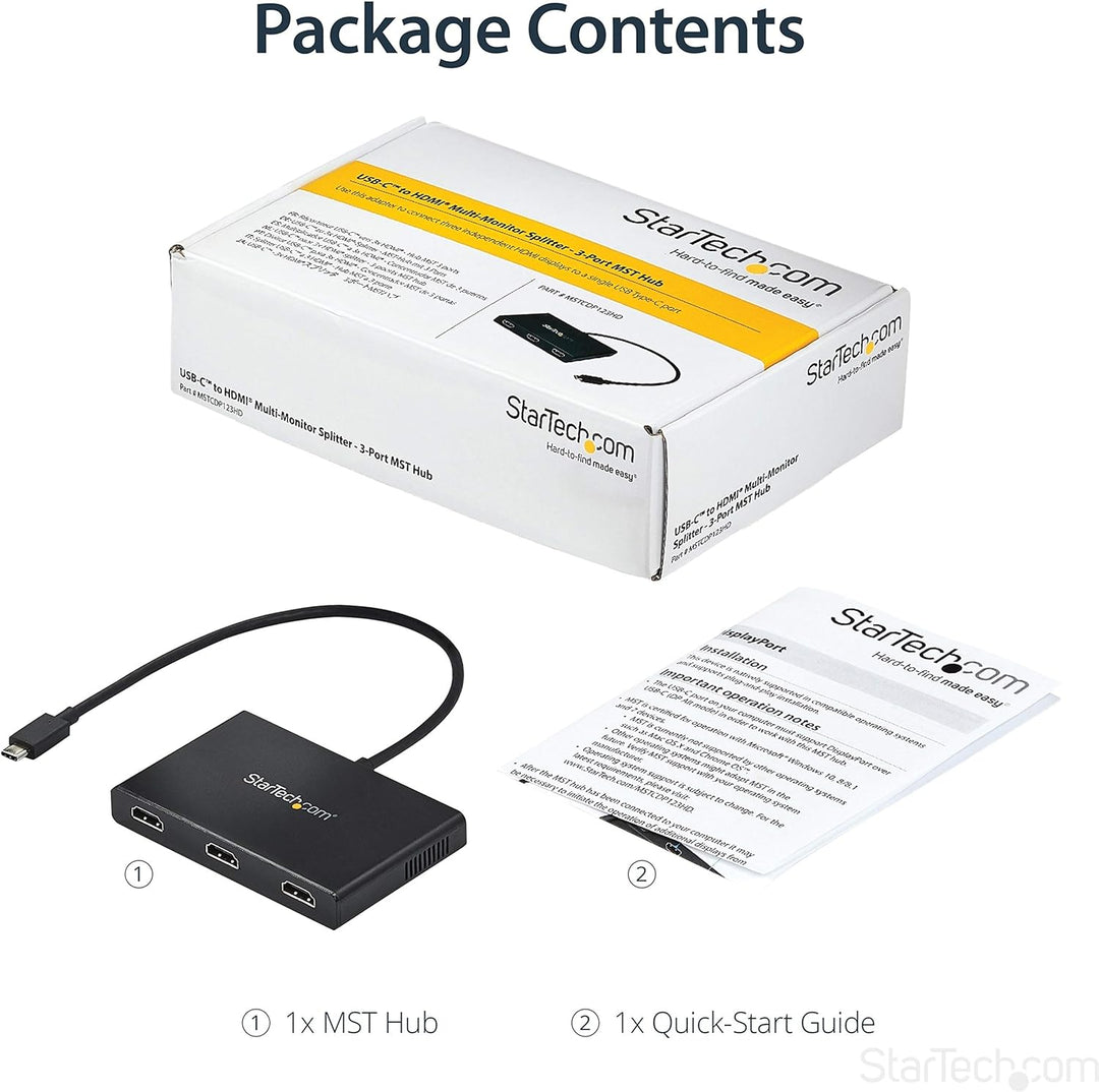StarTech.com 3-Port USB-C Multi-Monitor Adapter, USB-C auf 3x HDMI MST Hub, Dreifach 1080p 60Hz HDMI