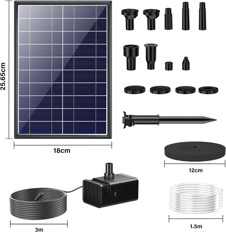 Biling 7.5W Teichpumpe Solar Brunnenpumpe mit Filter, 300 L/H Solarpumpe für Brunnen mit 1,5 m Schla
