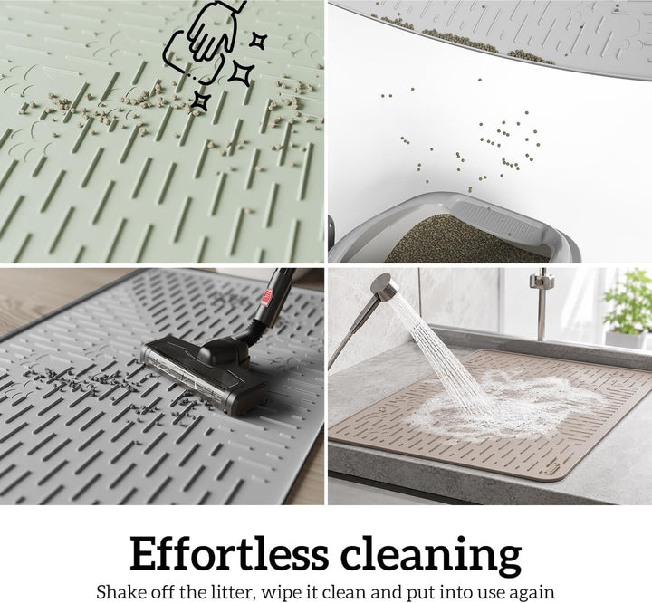 OHMO Katzenklo Matte aus Premium-Silikon 80x60cm Gross, Wasserdicht und BPA-Frei Katzenstreu Matte,