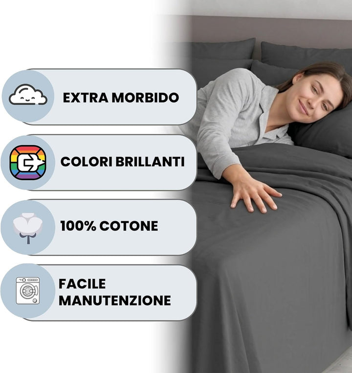 Italian Bed Linen maxcolor Bettwäsche grau 2 Sitze Dunkelgrau, 2 Sitze Dunkelgrau
