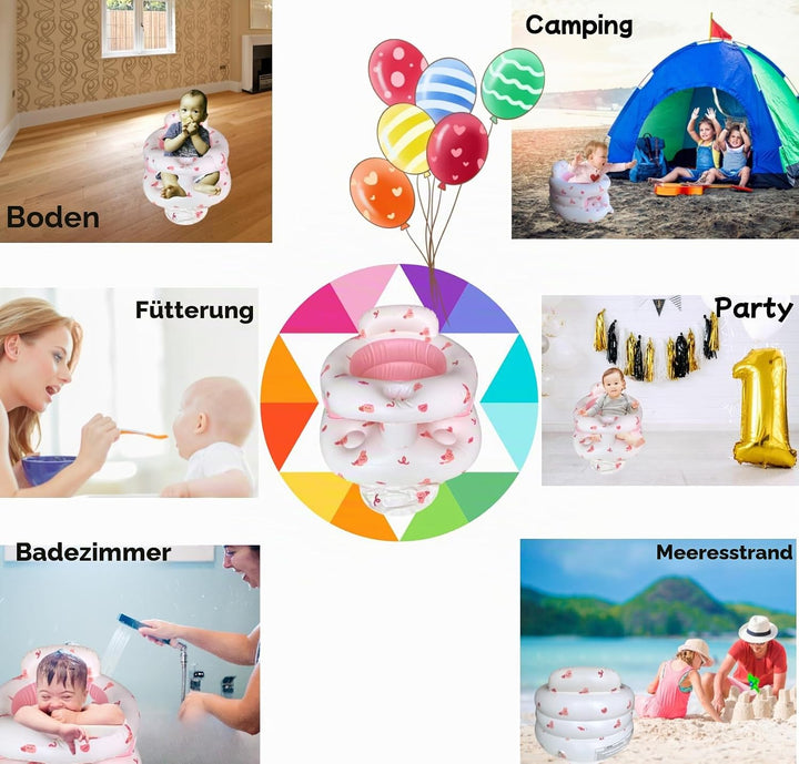 Aufblasbarer Baby-Sitz für Babys ab 4-24 Monaten,Rückenstützsofa,Baby Boden-Sitzunterstützung zum Si
