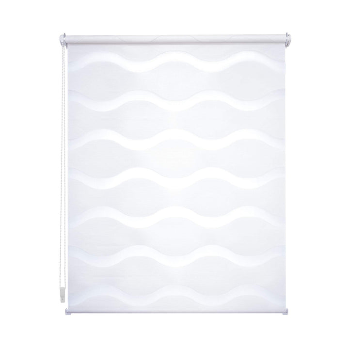 Klemmfix Doppelrollo Weiss Wave - Breite 40 bis 120 cm, Länge 150 cm BZW. 210 cm - Duo - Rollo ohne