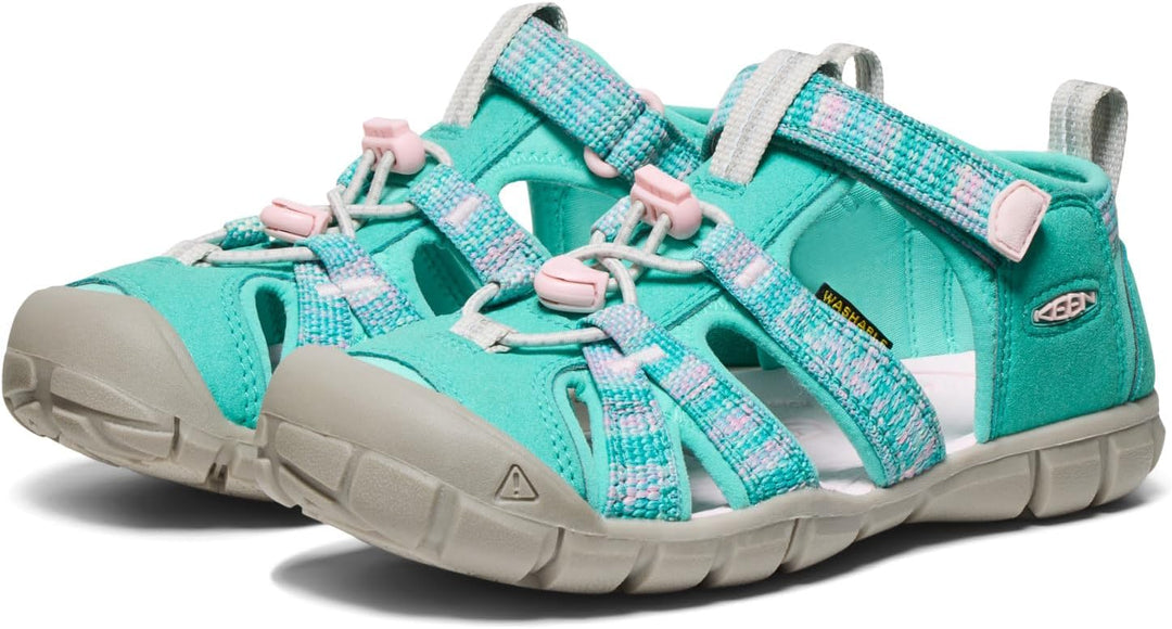 KEEN Unisex-Kinder Seacamp 2 Sandalen 32 EU Bright Aqua Giggle Pink, 32 EU Bright Aqua Giggle Pink