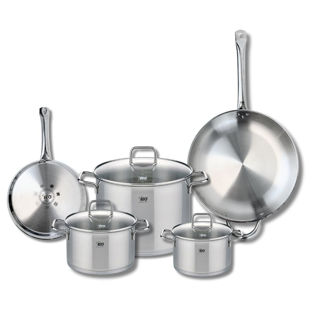 ELO 9507050 Kochgeschirr-Set, 5-teilig, 2 Bratpfannen 24 und 32 cm und 3 Kochtöpfe 16, 20 und 26 cm