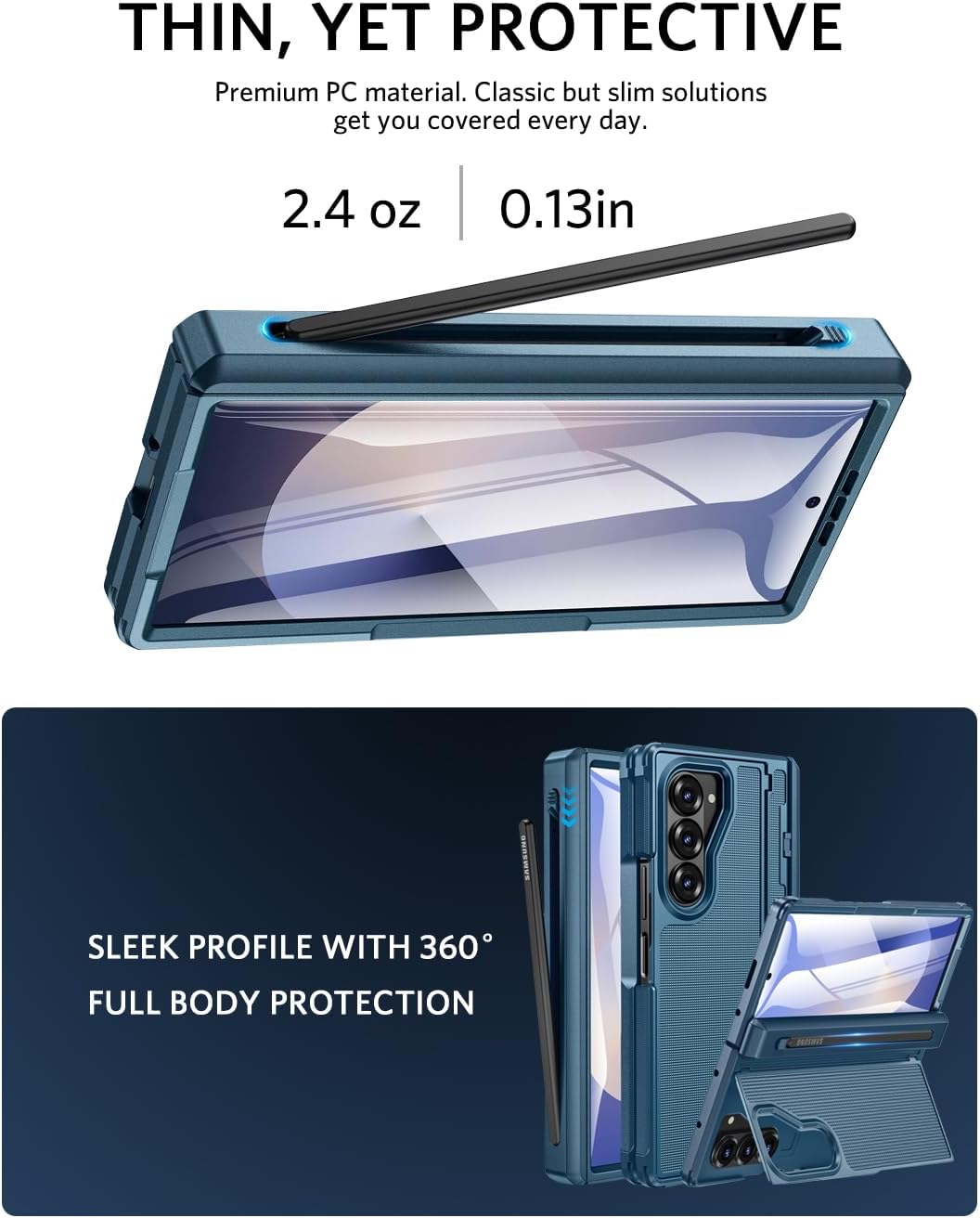 NINKI für Samsung Galaxy Fold 6 Case mit Invisible Bracket, Schutzhülle [vorne Displayschutz] Anti-K