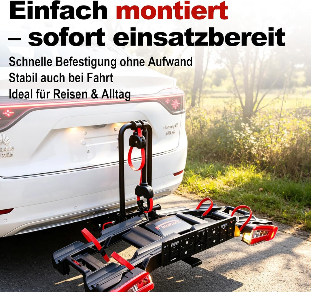 Rahmenhalter Ø25+30mm für Fahrrad/Ebike, Fahrradträger mit Ratschenriemen für 2. oder 3. Fahrrad, Ve