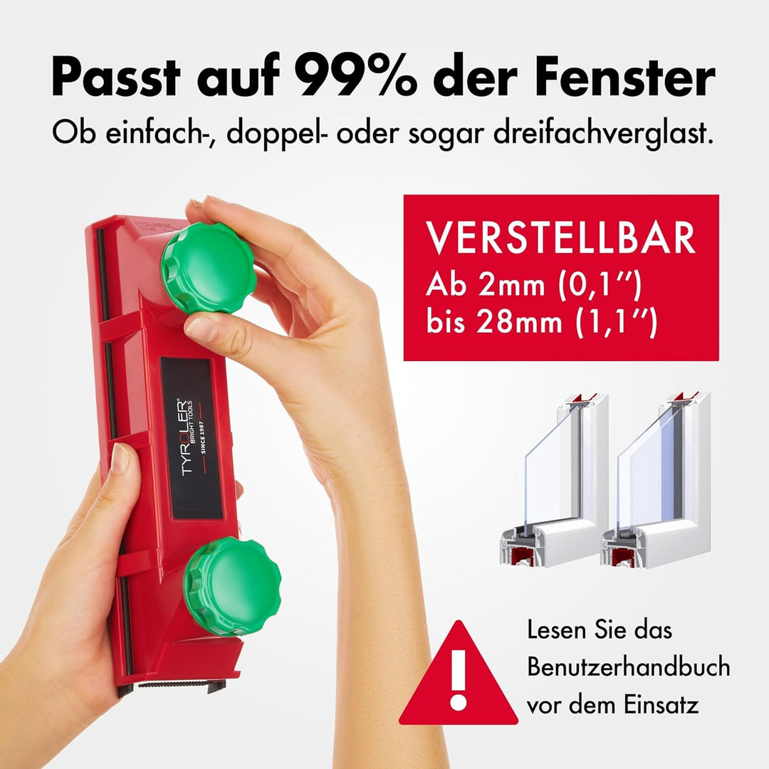 Tyroler Fensterreiniger mit regulierbarer Magnetkraft Glider D-4 | Fensterputzen leicht gemacht | Gl