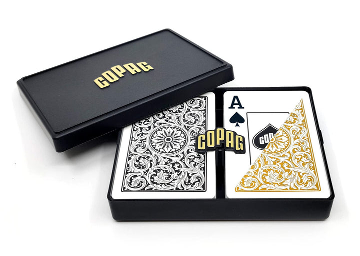 Copag Bridge Size Jumbo Index 1546 Playing Cards (Black Gold Setup)