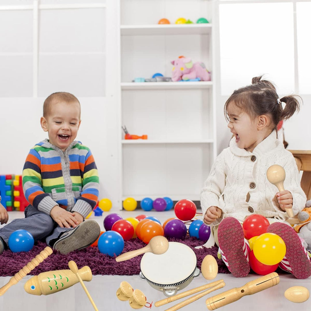 Holz Musikinstrumente Set für Kinder, Kleinkinder und Baby, Ulifeme 17 Stück Instrumente Kinderspiel