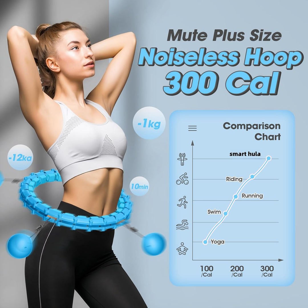 Smart Hoop Reifen Erwachsene mit Gewicht Kugel，32 Knoten Umfang (57-165cm) Abgebauter Fitnessreifenl
