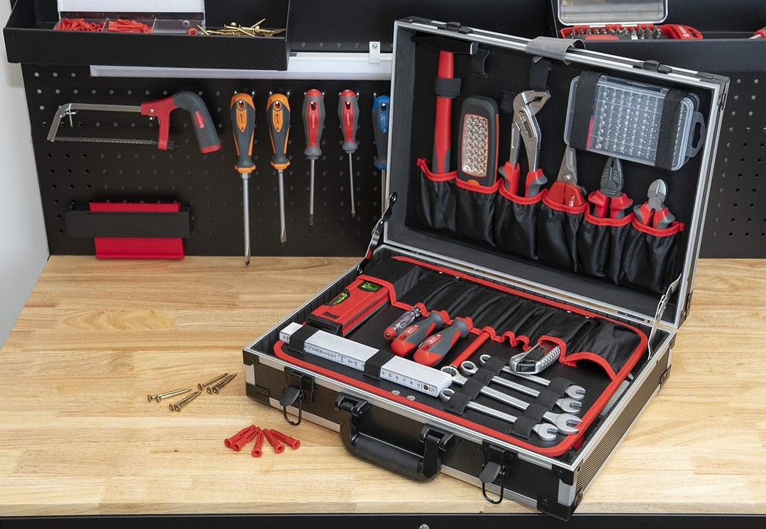 Meister Werkzeugkoffer leer - 460 x 320 x 140 mm - Individuelle Fachaufteilung - 15 Werkzeugtaschen