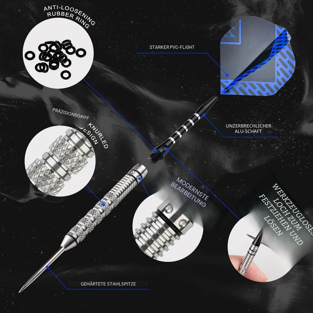 Formula Sports Dartpfeile mit Metallspitze 90% Tungsten Steel-Dartpfeile 3 Stück Profi Steeldarts in
