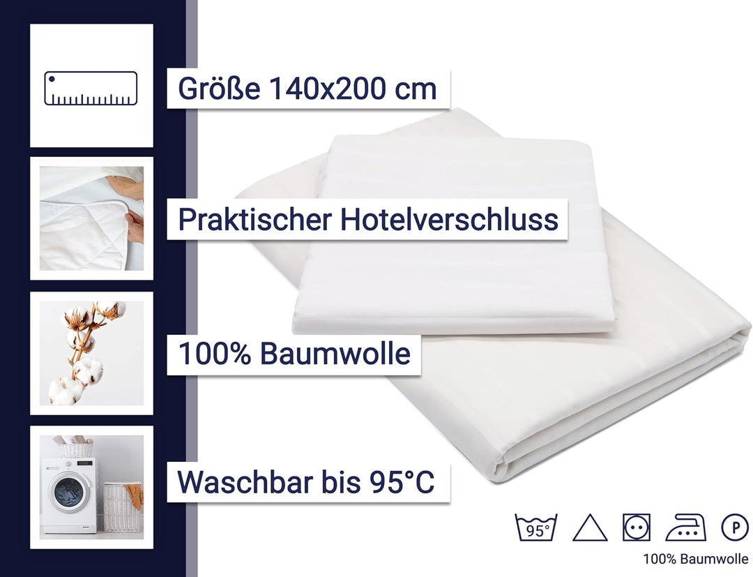 ZOLLNER Bettwäschegarnitur 2-teilig, 80x80 + 140x200 cm, HV, weiss 80 x 80 cm + 140 x 200 cm Weiss,