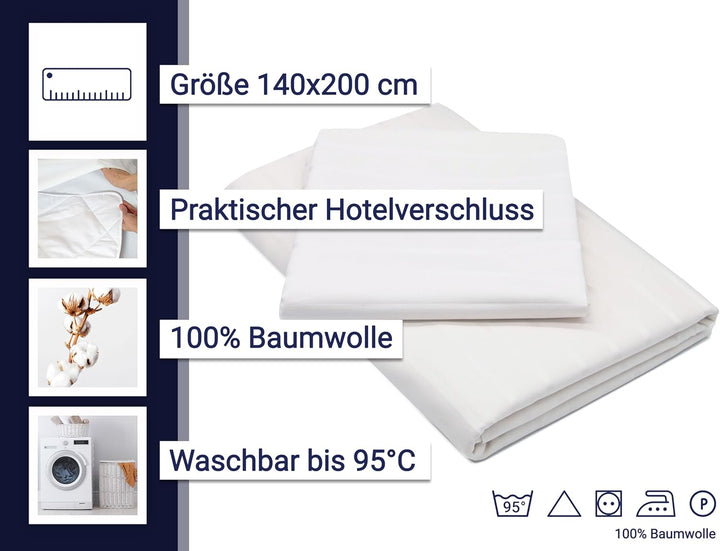 ZOLLNER Bettwäschegarnitur 2-teilig, 80x80 + 140x200 cm, HV, weiss 80 x 80 cm + 140 x 200 cm Weiss,