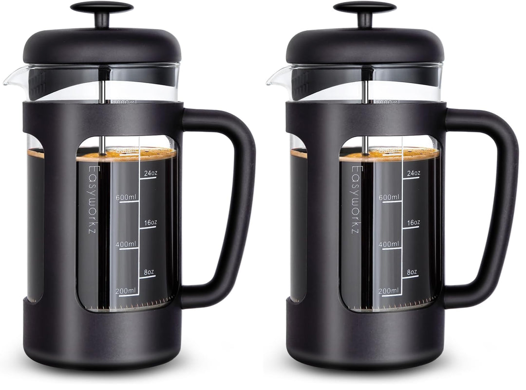 Easyworkz French Press 1000 ml Kaffeebereiter Kaffeepresse mit Borosilikatglas,rutschfester weicher