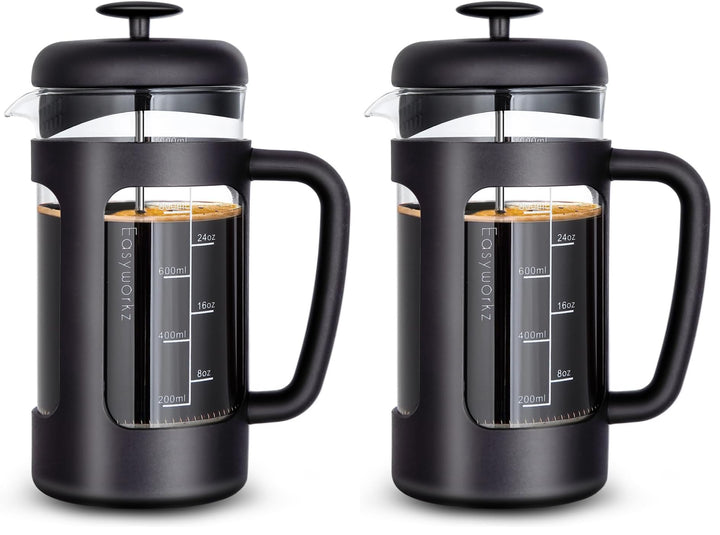 Easyworkz French Press 1000 ml Kaffeebereiter Kaffeepresse mit Borosilikatglas,rutschfester weicher