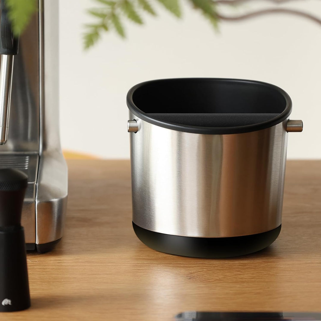 Abklopfbehälter für Siebträger Edelstahl, 1.2L Zweistoff-Material Knock Box für Ninja Sage, Kaffeesa