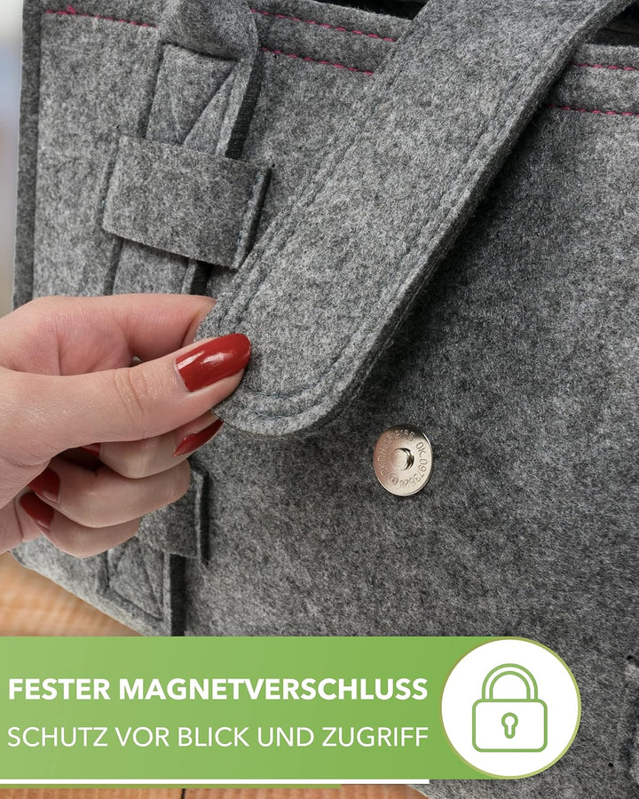 Tebewo Handtasche,Shopping Bag aus Filz, verschliessbare Einkaufs-Tasche mit Henkel, Einkaufskorb, f