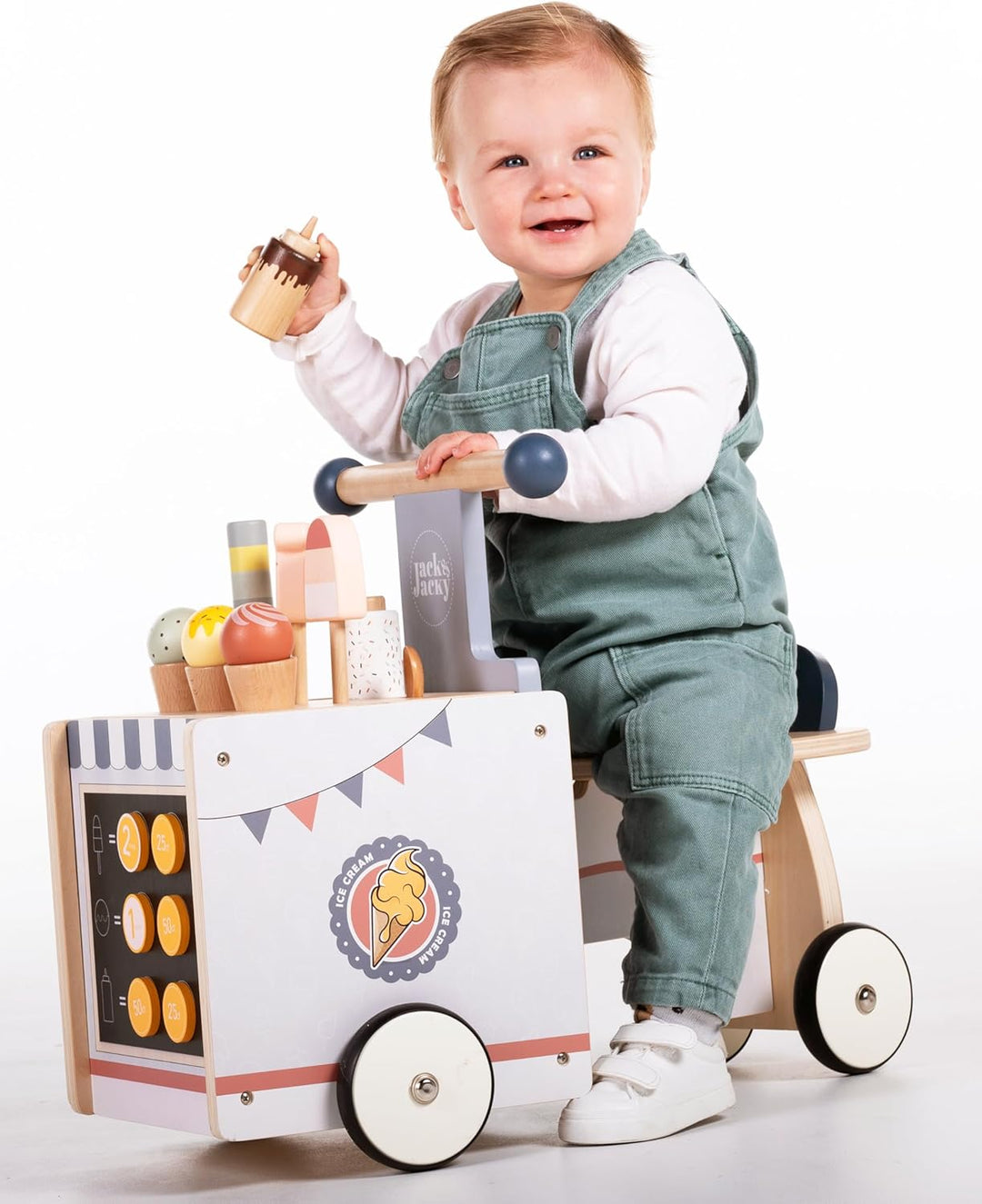 Engelhart - 640040 - Holz-Roller „Eisverkäufer“ - Multifunktionelles Spielzeug - Ab 12 Monaten Holzf