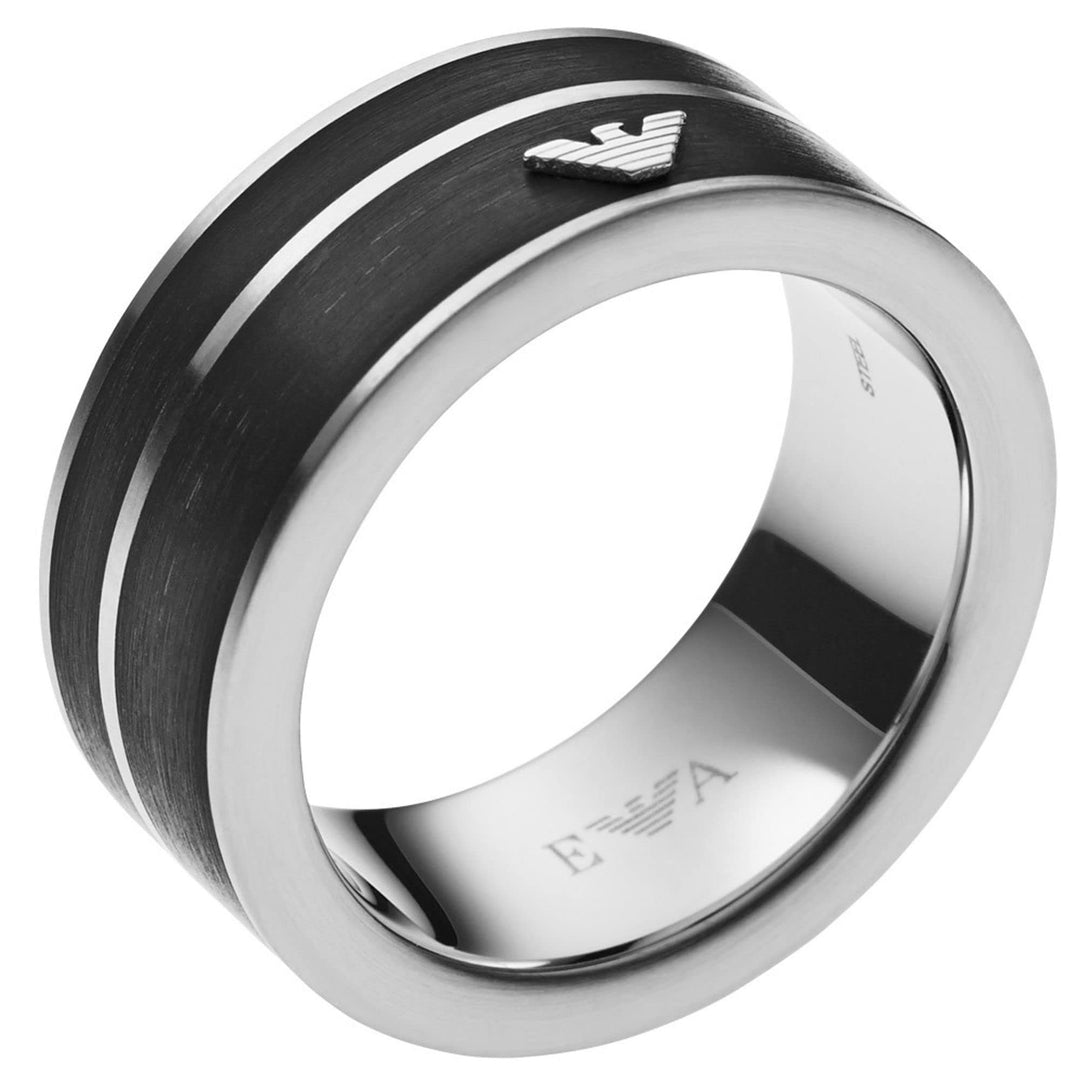 Emporio Armani Herren Ring EGS2032040, Silber/Schwarz, 58.5 DE