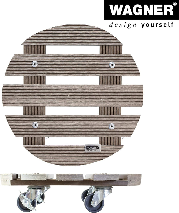 Wagner Pflanzenroller WPC Ø 29 x 7,5 cm I Blumenroller für Aussenbereich + Innenbereich I Kübelrolle