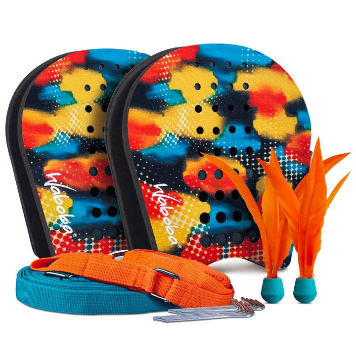 Waboba Battle Bird - Rethink Your Paddle Game - Backyard Set Includes: 2 Wearable Paddles, 2 small B