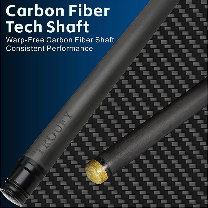 Carbon Fiber Pool Cue 12.5mm Tip 3/8x8 Joint Billiard Stick with Extension,Professional Cue Stick wi