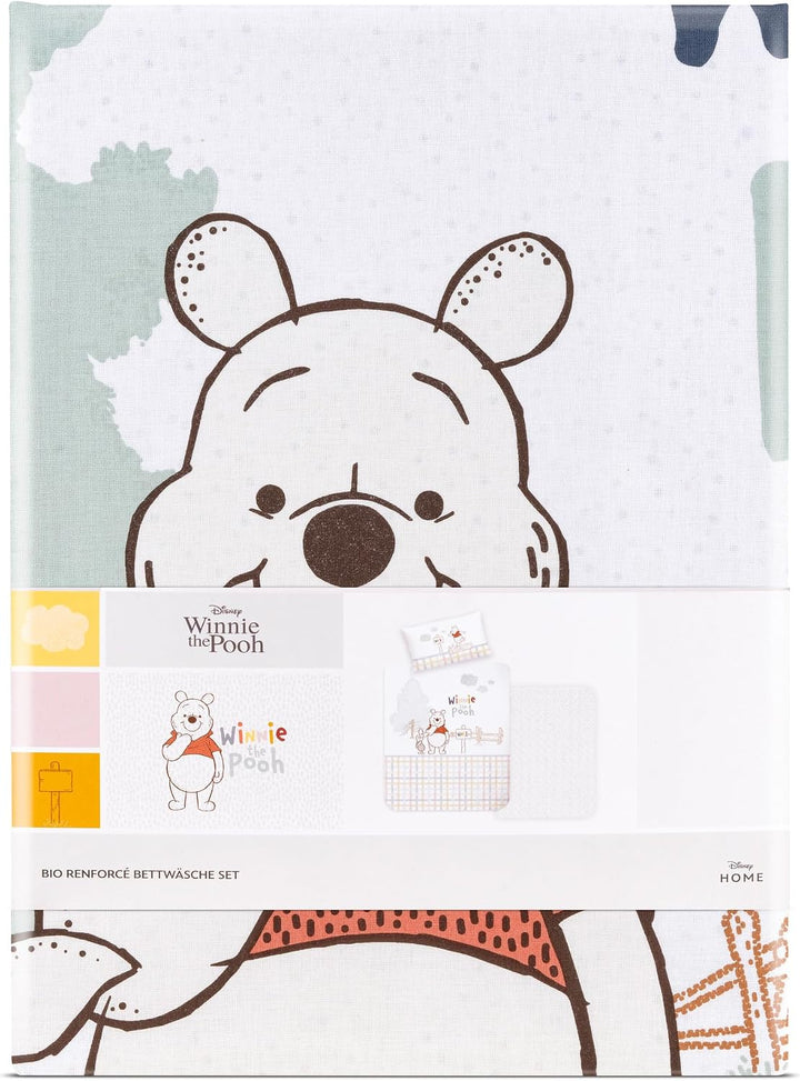 Disney Home Winnie The Pooh Kinderbettwäsche Set 100x135 - Kopfkissenbezug 40x60 - Pooh bär und Ferk