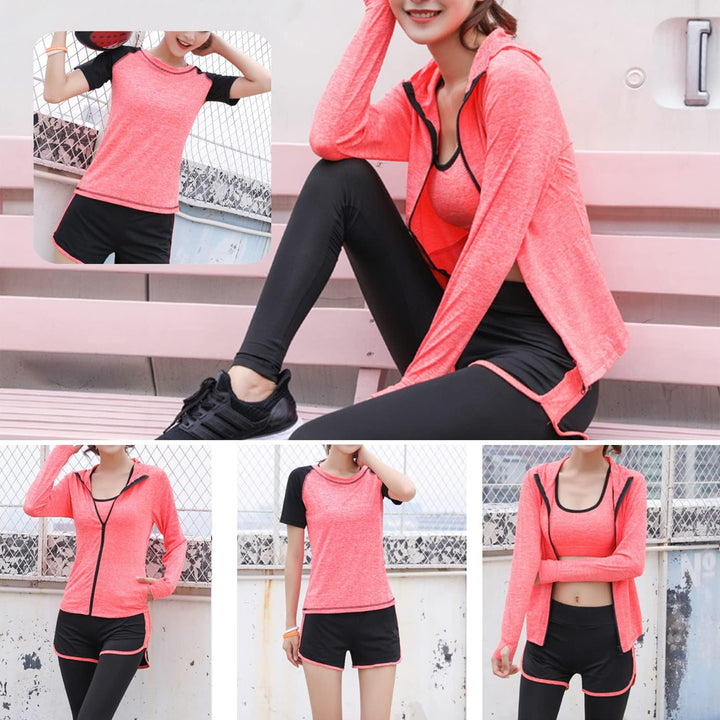 ODWTMRK Jogginganzug Damen Trainingsanzug Sets Yoga Kleidung Anzug 5er-Set Sportbekleidung Laufbekle