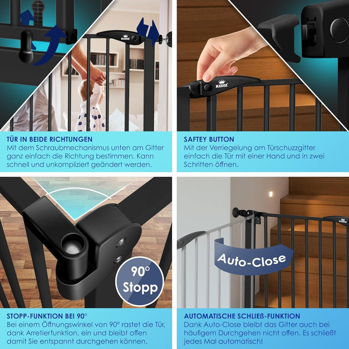 KIDIZ® Türschutzgitter Absperrgitter Treppengitter Kindergitter | Gitter Haustier | ohne Bohren | be