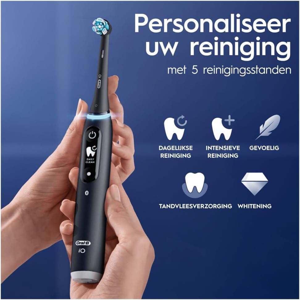 Oral-B iO Elektrische Zahnbürsten, 2 Stück, Schwarz und Rosa, Griffe mit schwarzem und weissem Displ