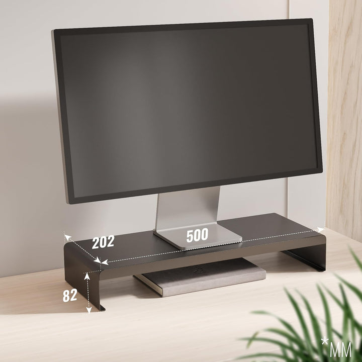 RICOO Monitorständer Schreibtisch, Modern, FS0121, Matt Schwarz, Bildschirmständer Laptop, Hoch, TV,