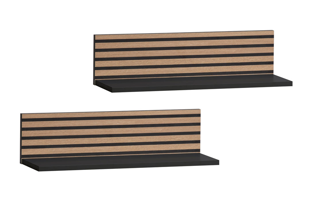 Schildmeyer Regalablage 2er-Set Ryker 160029, Schwarzmatt/Akustikpaneel Optik, 60 x 17,3 x 15,7 cm S