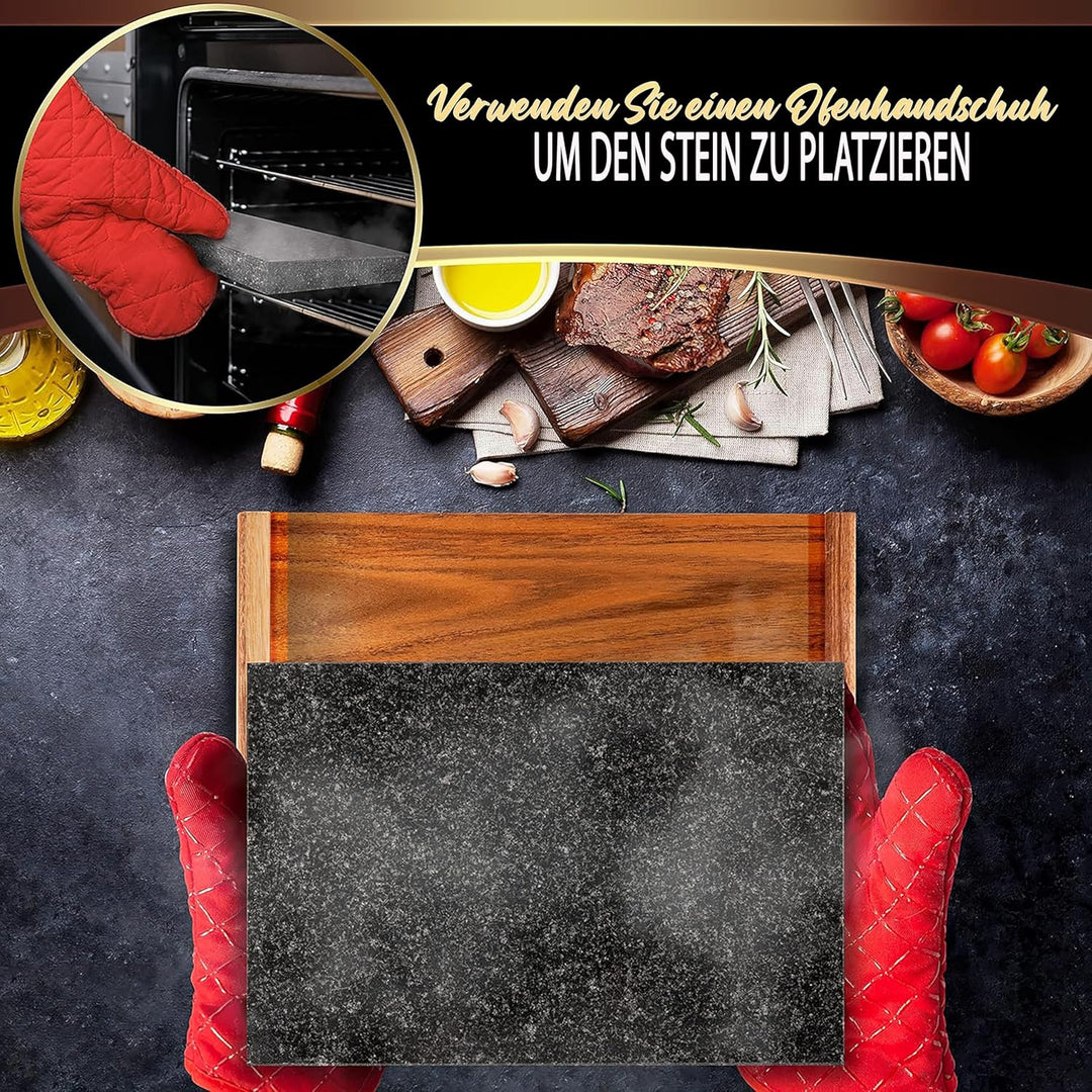 Nutrichef Heisser Stein, Lavastein, Steingrill- für Steak, BBQ & Fleischgrillen, Steak Platte- mit E