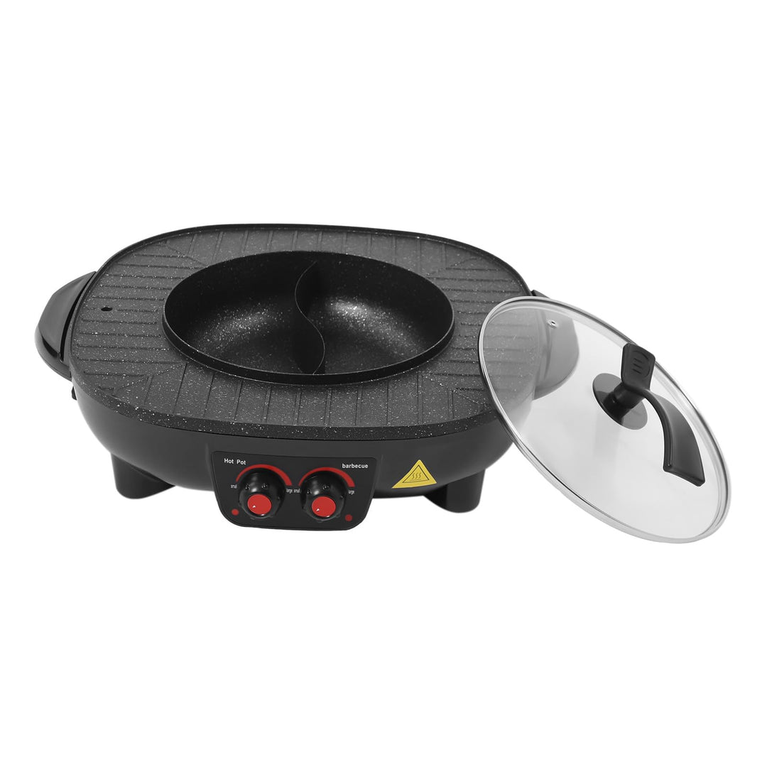 Elektrogrill, 2 In 1 Elektrischer Hotpot Und Grill Kombination,3L Kapazität, Antihaftbeschichtetes A