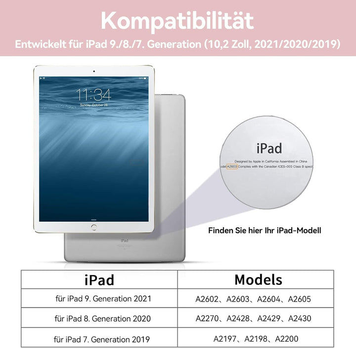 Tastatur Hülle für iPad 9. Generation / 8. Generation / 7.Generation 10,2 Zoll, Magnetisch Abnehmbar