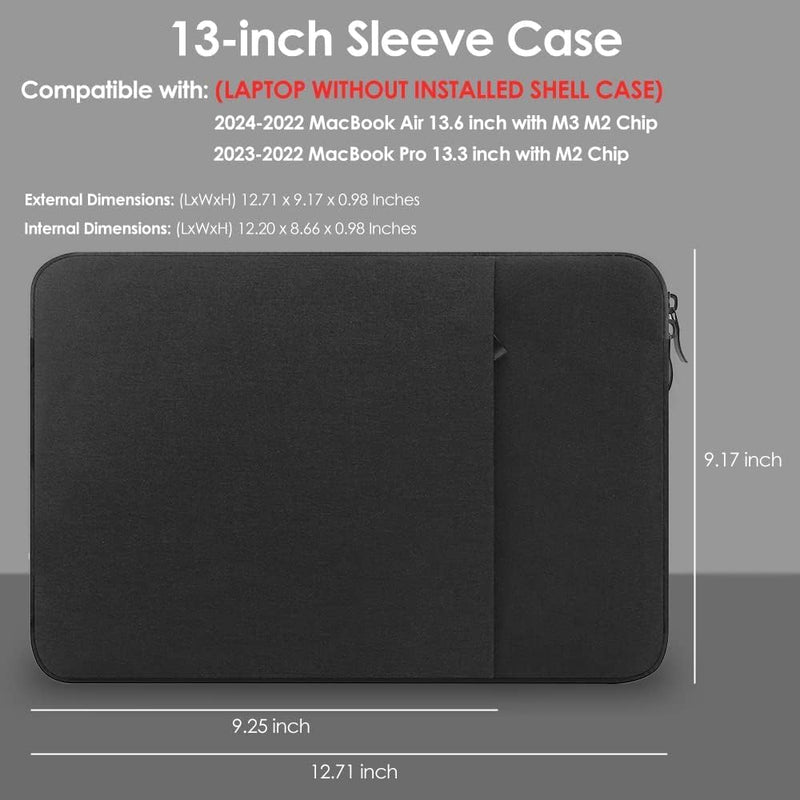 ProElife 13 Zoll Laptop Sleeve Case for 2024-2022 MacBook Air 13.6 inch Apple M3 M2 Chip & MacBook P