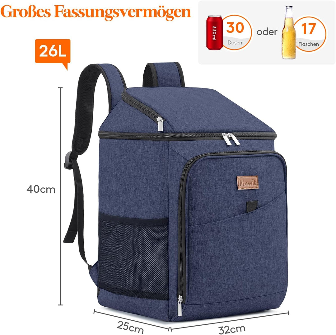 Lifewit 32L, 34 Dosen, isolierte Kühltasche, Grosse kühlrucksack, auslaufsichere tragbare Lunchtasch
