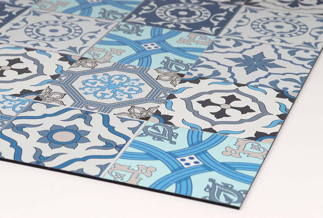 Queence | Küchen Spritzschutz Fliesenmuster 60x40 cm | Küchenrückwand | Alu-DiBond | Abdeckung Herd