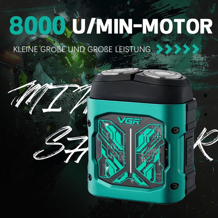 VGR 344 Mini Rasierer Herren, Elektrorasierer Herren mit Magnetischen Doppelrotationsköpfen für Einf