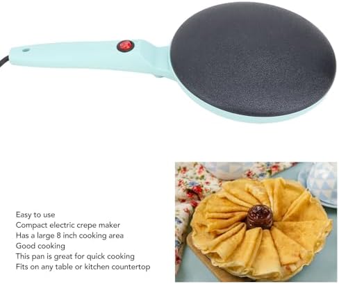 Asixxsix Kabelloser Crepe Maker, 8 Zoll runder elektrischer Crêpe-Maker, leicht zu reinigen, Automat