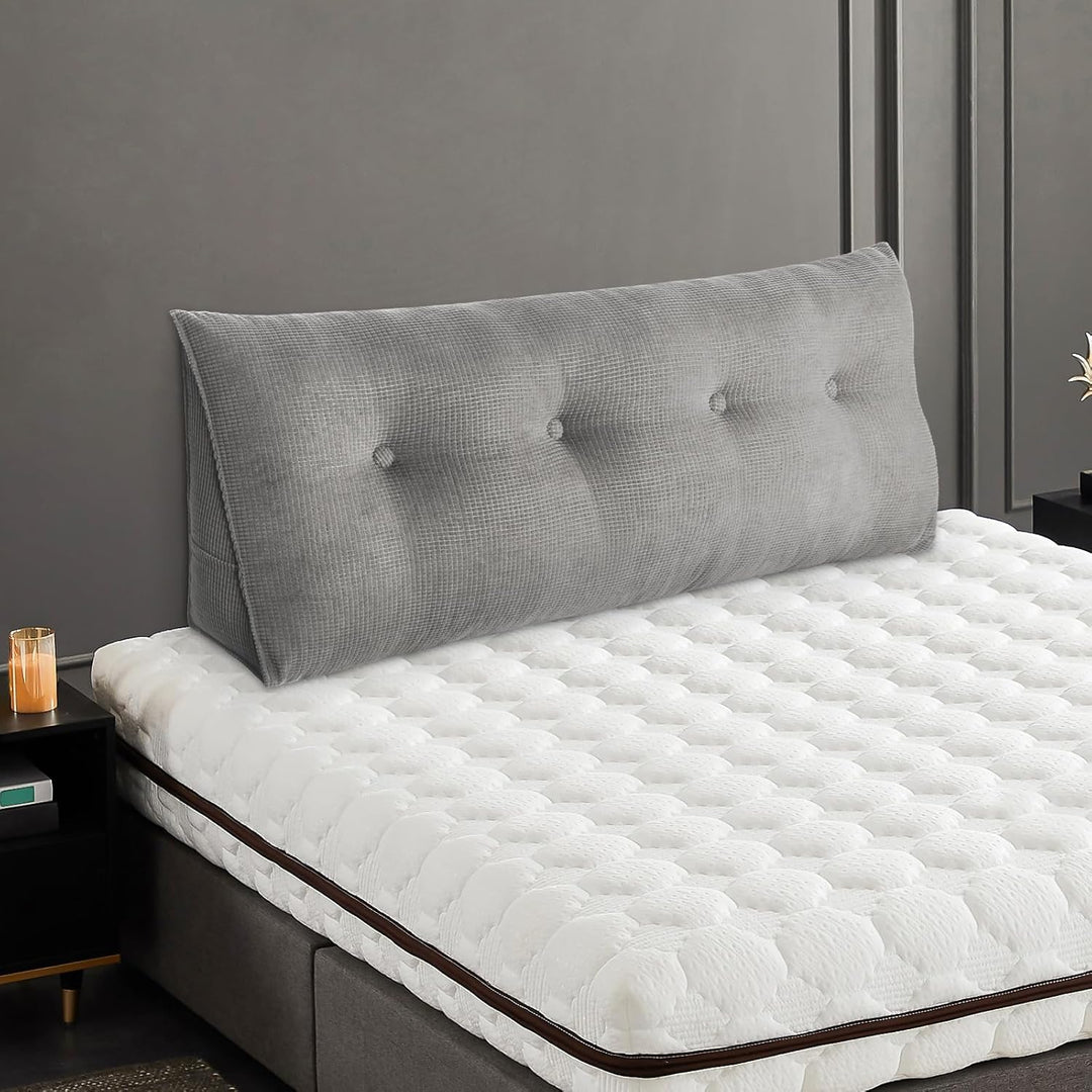 OHMG 140CM Rückenkissen,Lesekissen Für Bett Und Sofa,Praktisches Seitenfach,Removable Cover,Keilkiss