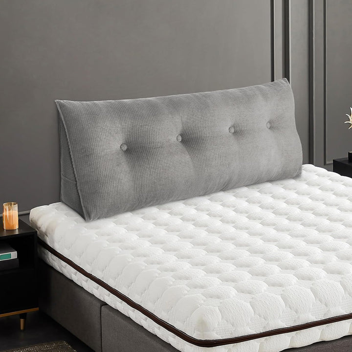 OHMG 140CM Rückenkissen,Lesekissen Für Bett Und Sofa,Praktisches Seitenfach,Removable Cover,Keilkiss