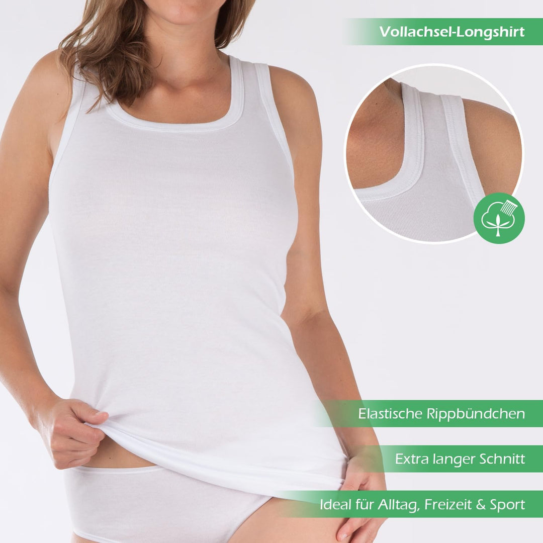 Celodoro Damen Longshirt (1er, 2er oder 4er Pack) Feinripp Unterhemd 32-34 4 X Schwarz, 32-34 4 X Sc