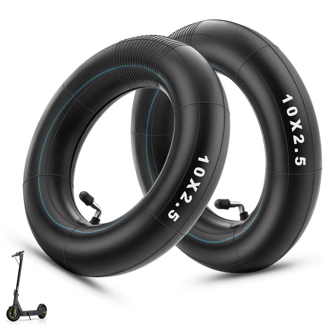 E Scooter Schlauch 10x2.50, 60/70-6.5 Schlauch Dickwandig & Haltbarem mit Silberne Ventil 90°, 10 Zo